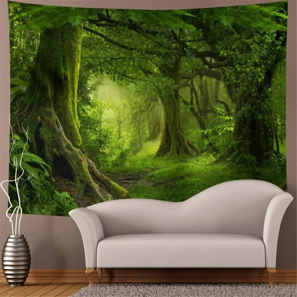 Big Forest Tapestry Trees Woods Wall Hanging Scenery Tree Art Nature Landscape